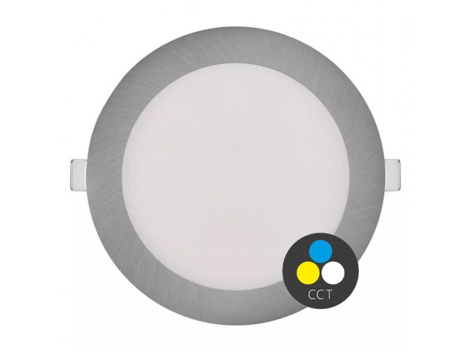 Strieborný vstavaný LED panel guľatý 170mm 12,5W CCT Premium