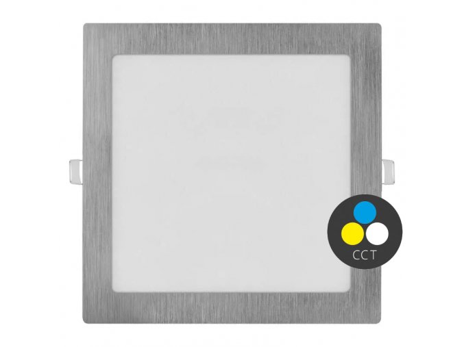 Strieborný vstavaný LED panel hranatý 225 x 225mm 18W CCT Premium