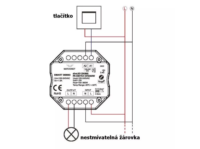 DimLED SMART Spínač ZIGBEE pre LED svietidlá 230V