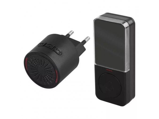 Čierny domový bezdrôtový zvonček P5734B do zásuvky