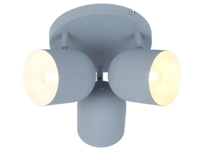 Sivé stropné svietidlo Azuro pre žiarovku 3x E27 s guľatou základňou