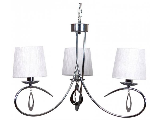 pol pm Lampa wiszaca chromowa bialy abazur tkany 3x40W Arnika Candellux 33 21663 8447 1