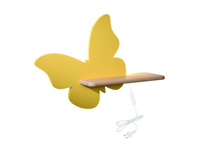 Nástenné svietidlo policové 5W, žltý motýľ - s napájacím káblom