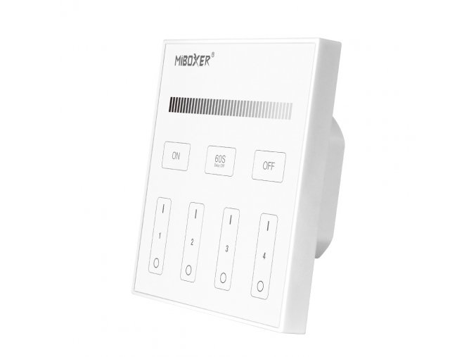 Mi-Light RF Nástenný diaľkový ovládač pre jednofarebné LED pásiky, 4-kanálový, AC 230V
