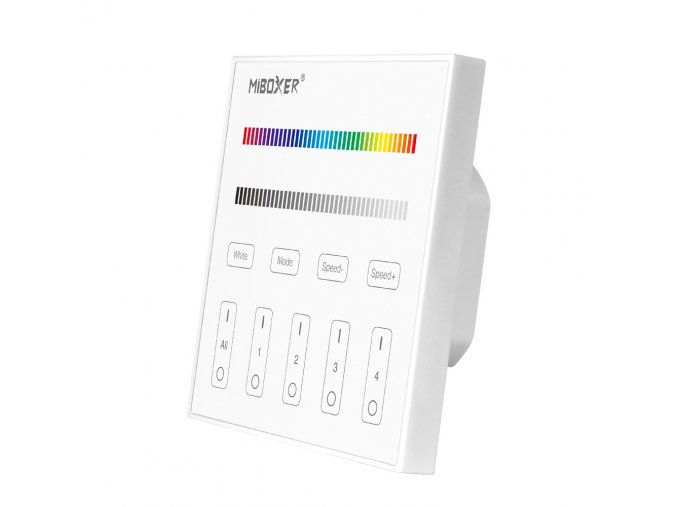 Mi-Light RF Nástenný diaľkový ovládač pre RGB+RGBW LED pásiky, 4-kanálový, AC 230V