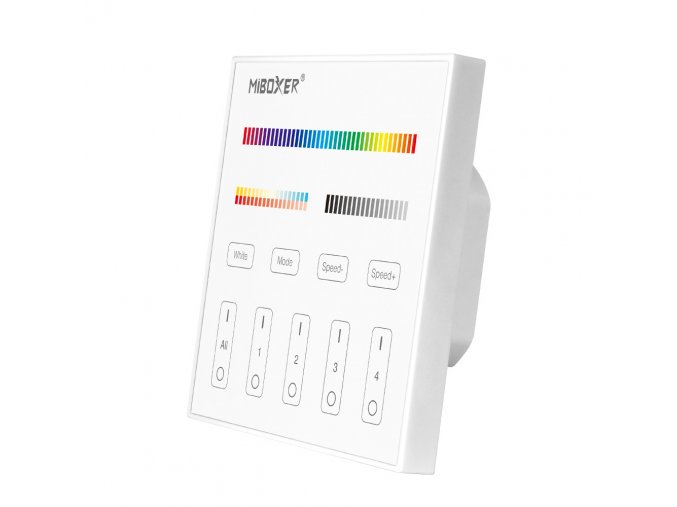 Mi-Light RF Nástenný diaľkový ovládač pre RGB+CCT LED pásiky, 4-kanálový, AC 230V