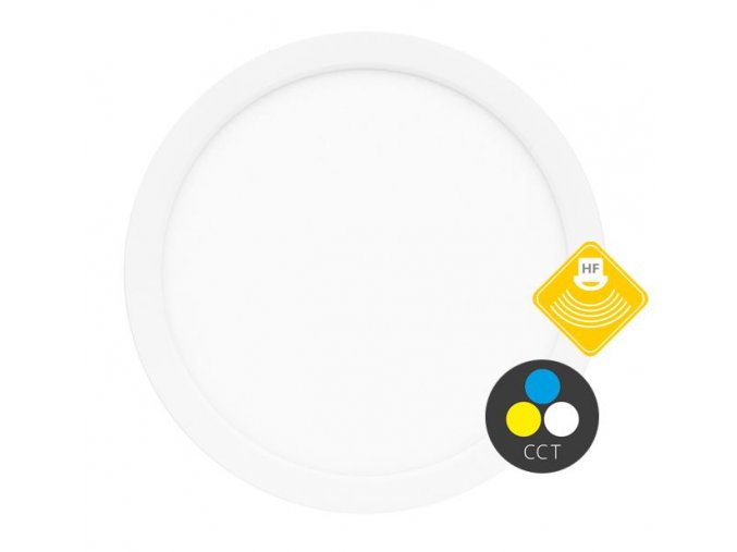 Biely vstavaný LED panel okrúhly 225mm 6-18W CCT s pohybovým čidlom