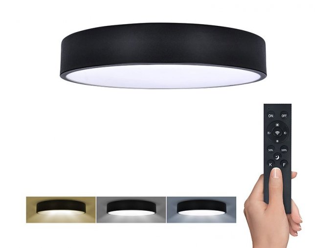 Čierne LED stropné svietidlo guľaté 300mm 36W CCT s DO