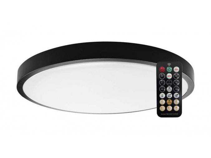 Čierne prisadené LED svietidlo okrúhle 295mm 18W IP44 s pohybovým MW čidlom a DO