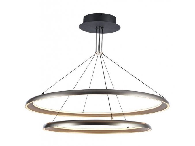 Sivé závesné LED svietidlo okrúhle dizajnové 60cm 65W