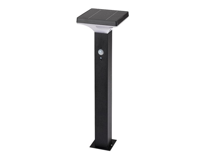 Čierne záhradné solárne LED svietidlo s pohybovým čidlom Geleen 4W IP44 50cm