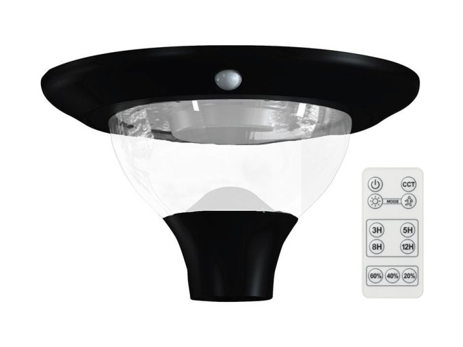 LED parkové solárne osvetlenie s pohybovým čidlom 15W CCT s DO