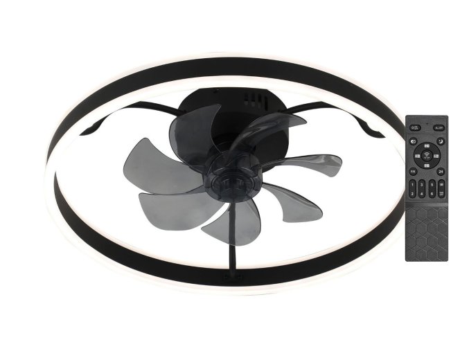 SMART WIFI Čierne stropné LED svietidlo s ventilátorom Fanfy 500mm 40W CCT s DO