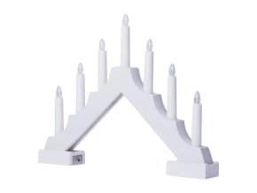 LED drevený svietnik biely 29cm s časovačom