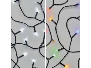 LED vianočný reťaz 2v1 10m, studená bielá/multicolor, vnútorné i vonkajšie, programy