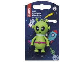 LED kľúčenka s motívom mimozemšťana