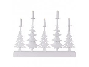 LED kovový svietnik biely - stromy so sviečkami, časovač