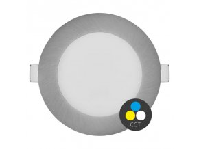 Strieborný vstavaný LED panel guľatý 120mm 7W CCT Premium