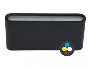 Čierne tenké fasádne LED svietidlo oválne 2x 6W IP65 CCT