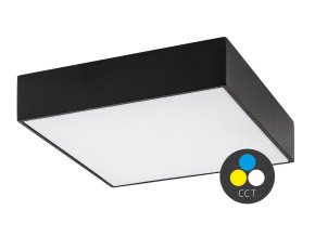 Čierne stropné LED svietidlo Tartu hranaté 175x175mm 18W IP44 CCT