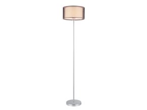 Chrómová stojacia lampa Anastasia s hnedým tienidlom pre žiarovku E27