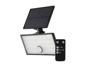 Čierny fasádny solárny LED reflektor s pohybovým čidlom Zavod 8W IP65