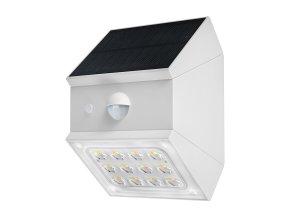 Biele LED fasádne solárne LED svietidlo s pohybovým čidlom 2,5W IP65 CCT