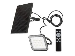 Čierny fasádny solárny LED reflektor Melk 6,5W IP65 CCT s DO