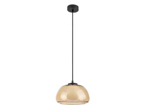 Čierny závesný luster Elowen s jantárovým tienidlom pre žiarovku G9