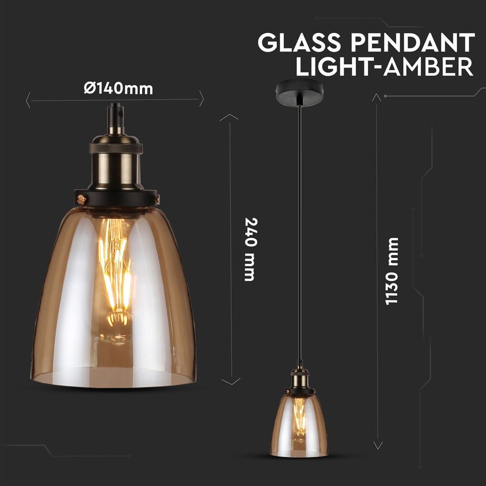 LED Solution Sklenený Amber luster pre žiarovku E27 ø140mm 3736