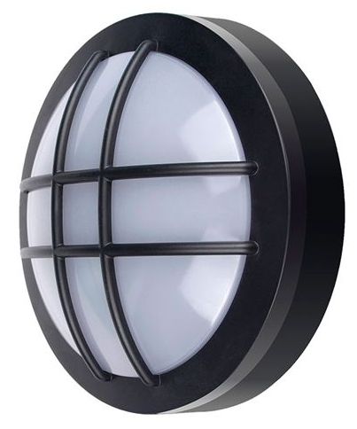 Solight Čierne LED stropné/nástenné svietidlo guľaté s mriežkou 13W IP65 WO753