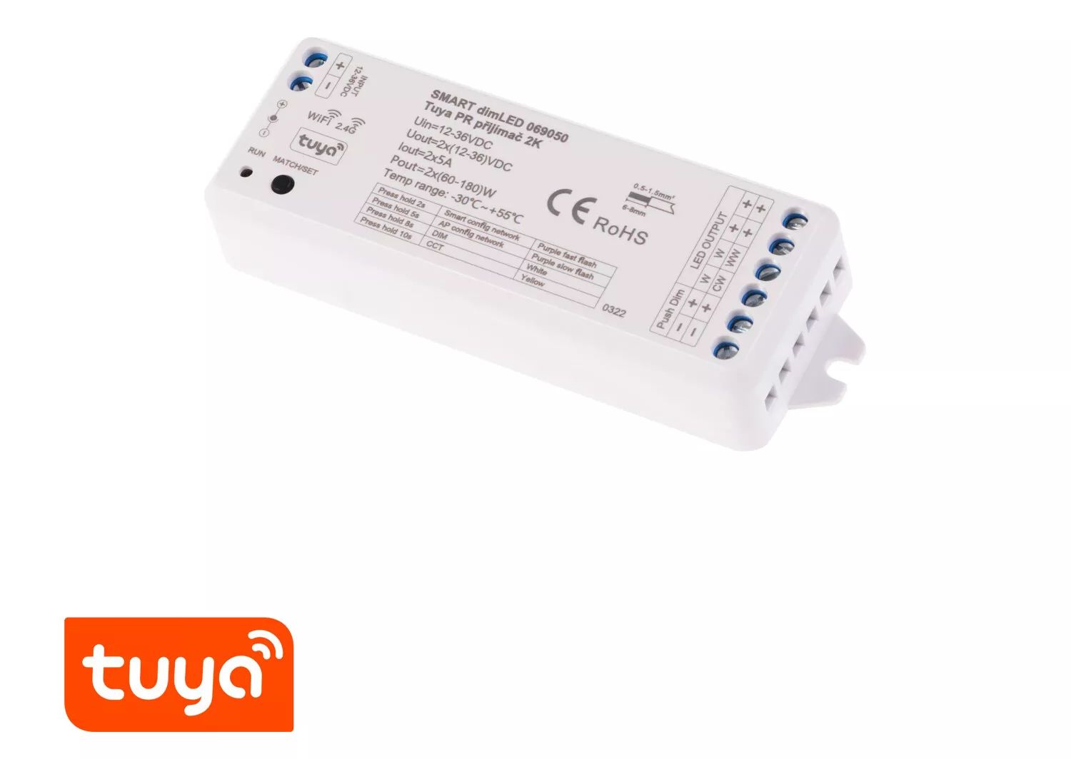T-LED DimLED SMART Prijímač TUYA 2-kanálový 069050