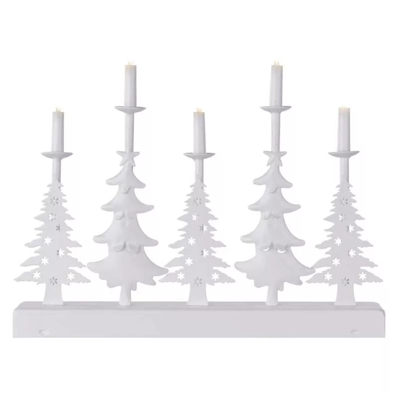 EMOS LED kovový svietnik biely - stromy so sviečkami, časovač DCAW14