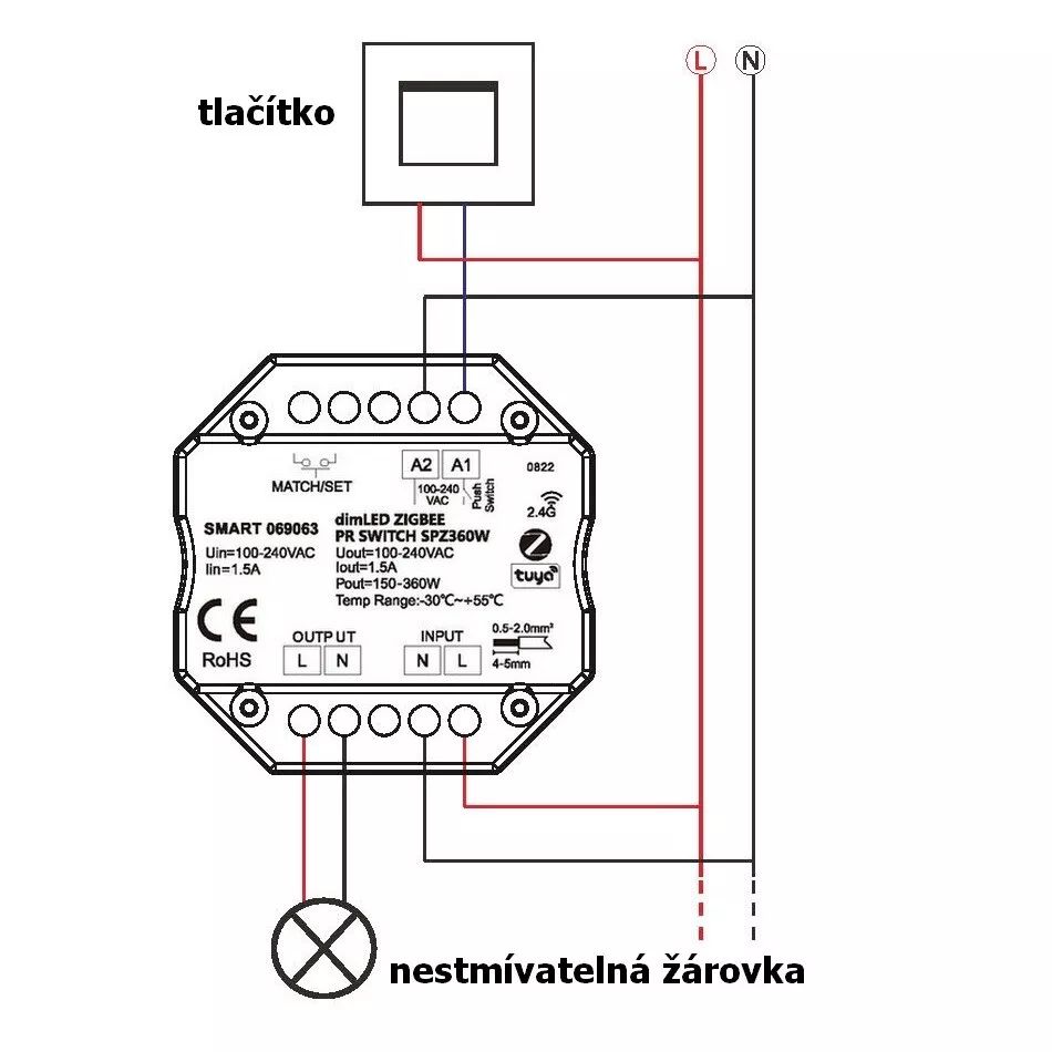 T-LED DimLED SMART Spínač ZIGBEE pre LED svietidlá 230V 069063