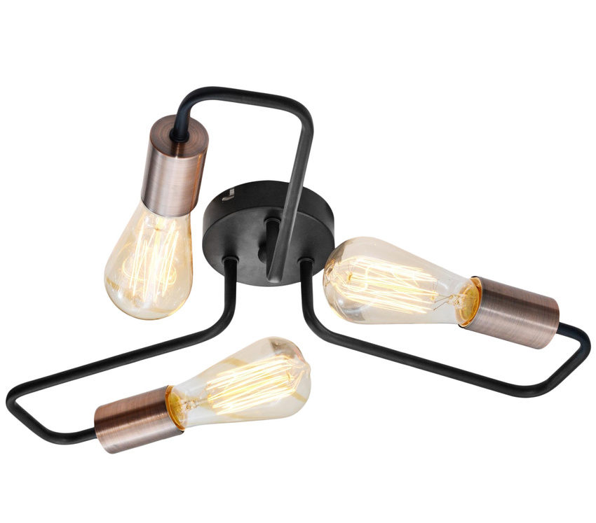 Candellux Čierne stropné svietidlo Herpe pre žiarovku 3x E27 33-66916