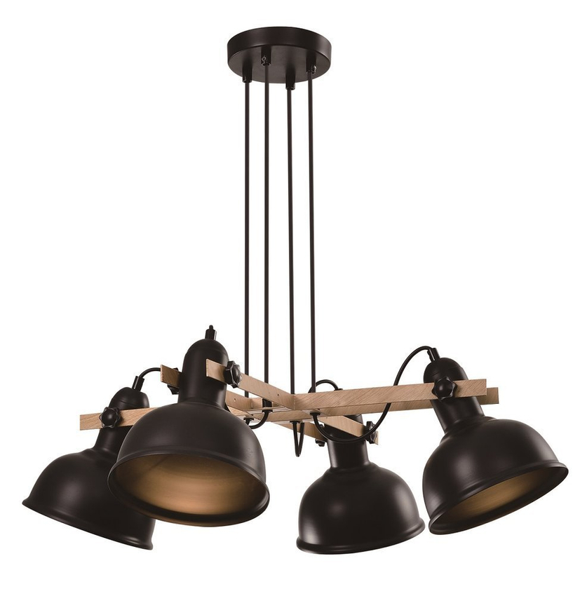 Candellux Čierny závesný luster Reno pre žiarovku 4x E27 34-78155