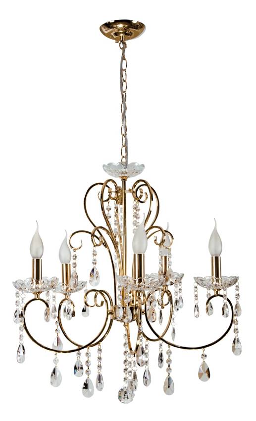 Candellux Zlatý krištáľový luster Aurora pre žiarovku 5x E14 35-08575