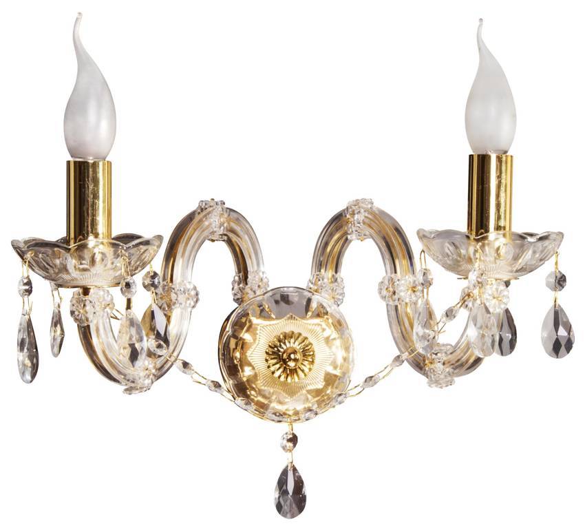 Candellux Zlaté krištáľové nástenné svietidlo Maria Teresa pre žiarovku 2x E14 22-94592