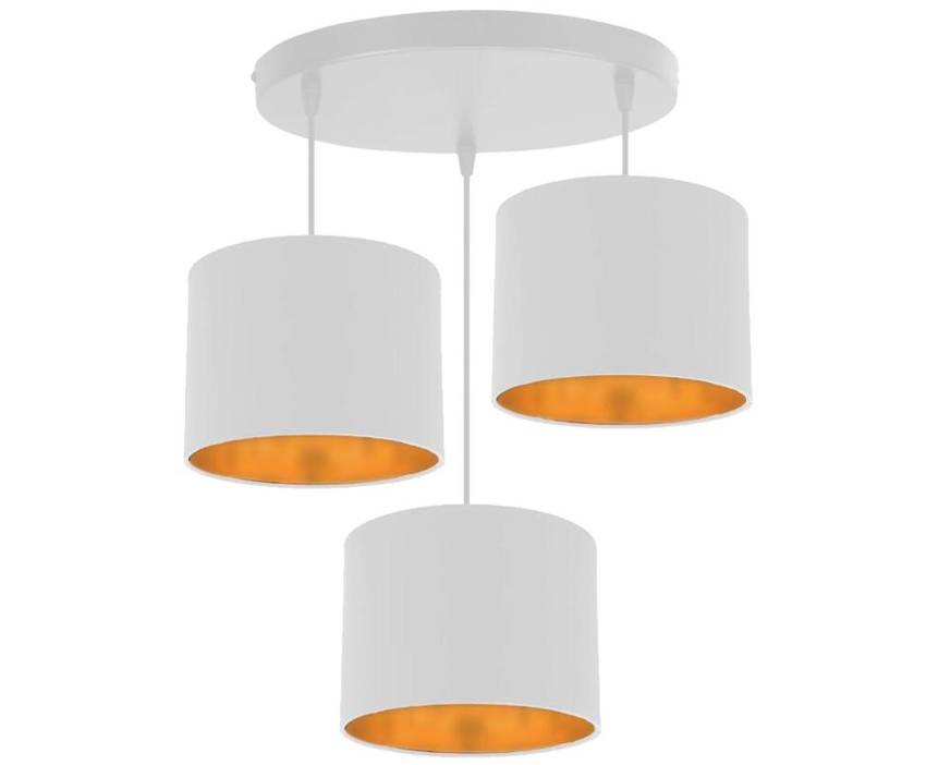 Candellux Bielo-medený závesný luster Atlanta pre žiarovku 3x E27 s guľatou základňou 33-00682