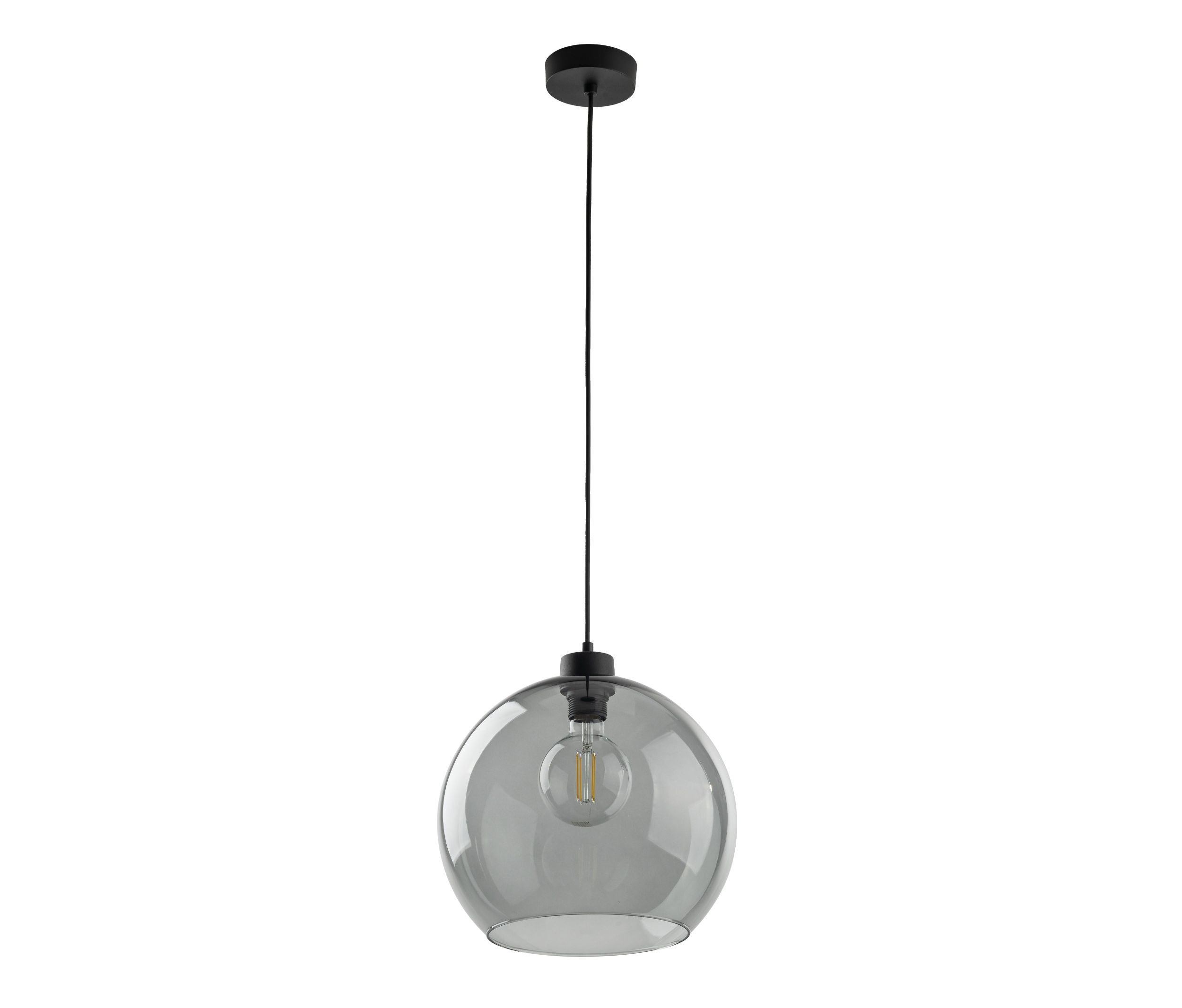 TK Lighting Čierny závesný luster Cubus s dymovým tienidlom pre žiarovku E27 TK4292