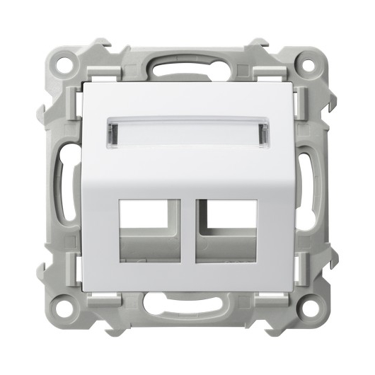 OSPEL Biely kryt dátovej zásuvky RJ45 dvojnásobný šikmý SZAFIR GPK-2ZS/P/00