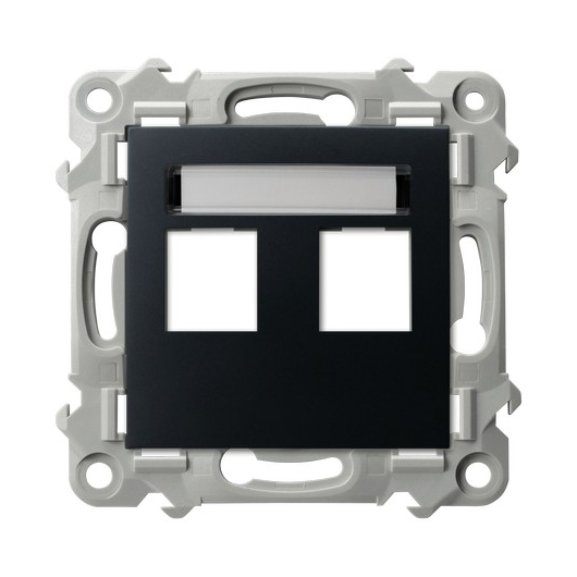 OSPEL Čierny kryt dátovej zásuvky RJ45 dvojnásobný SZAFIR GPK-2Z/P/33