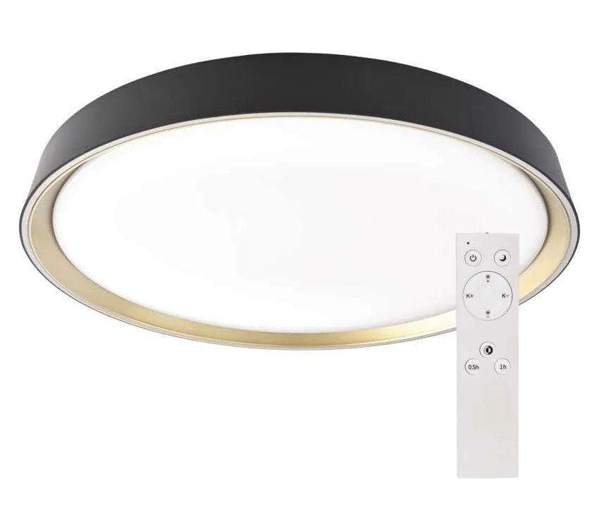 EMOS Čierne stropné LED svietidlo ILVI s dekorom champagne 500mm 45W CCT s DO ZM5119