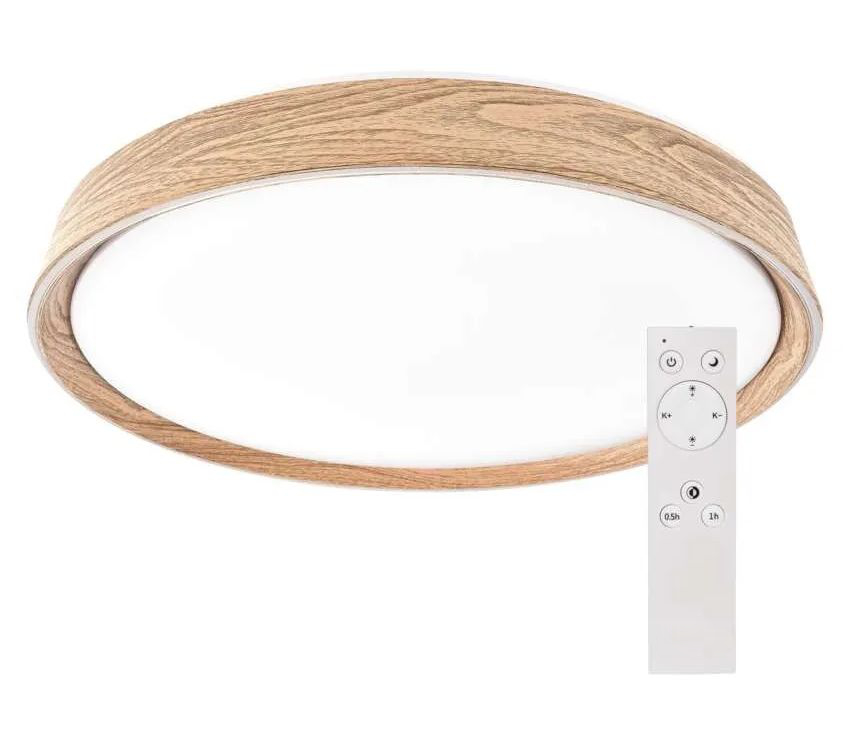 EMOS Stropné LED svietidlo ILVI s dekorom dreva 500mm 45W CCT s DO ZM5161