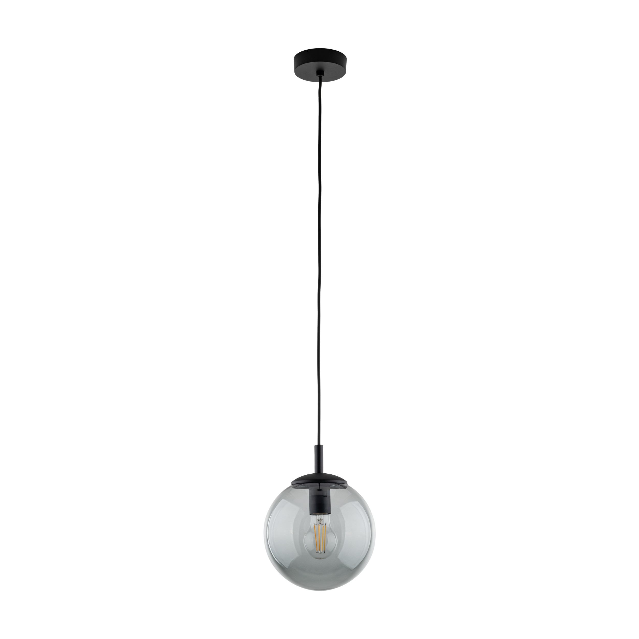 TK Lighting Čierny závesný luster Esme s dymovým tienidlom 300mm pre žiarovku E27 TK5379
