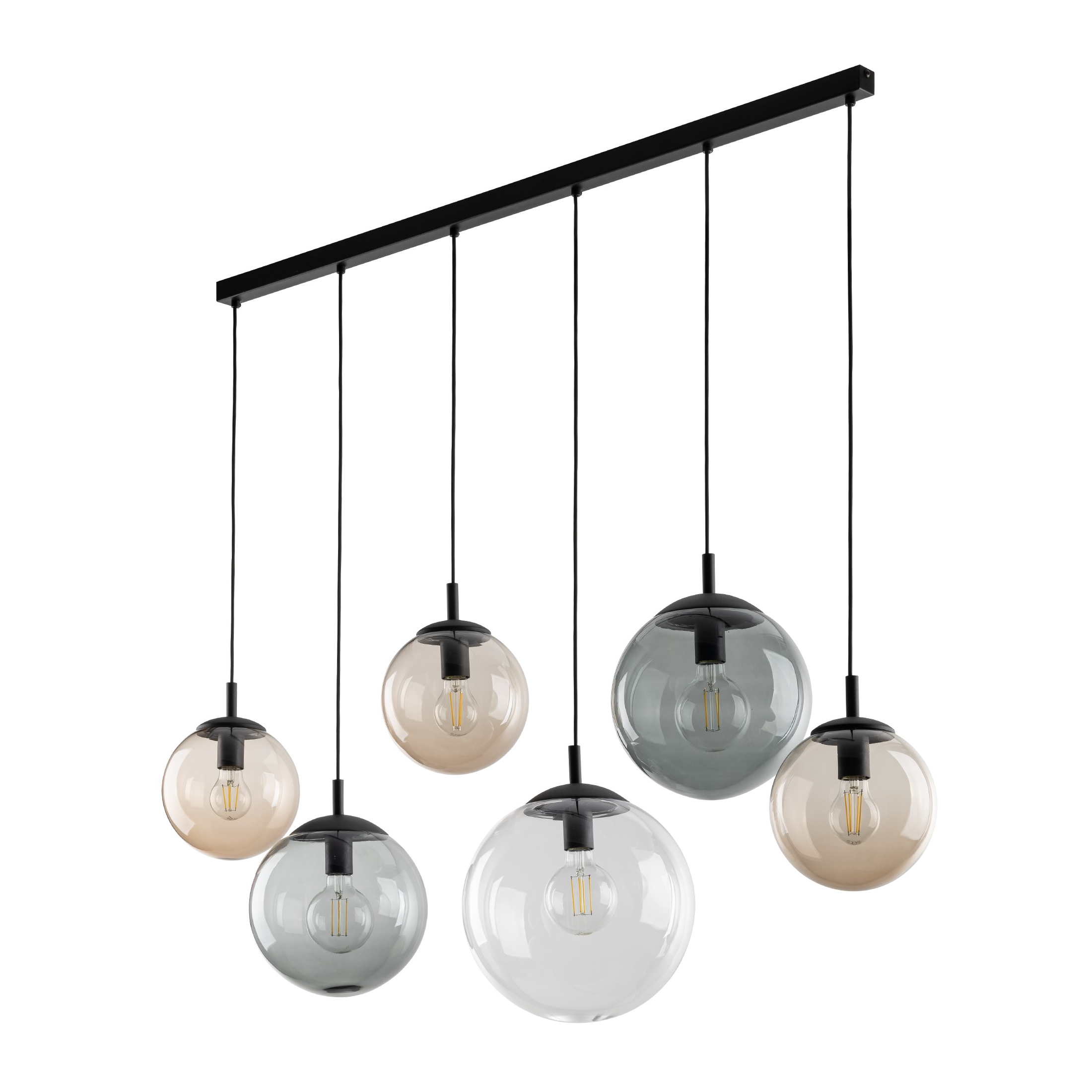 TK Lighting Čierny závesný luster Esme pre žiarovku 6x E27 TK4797