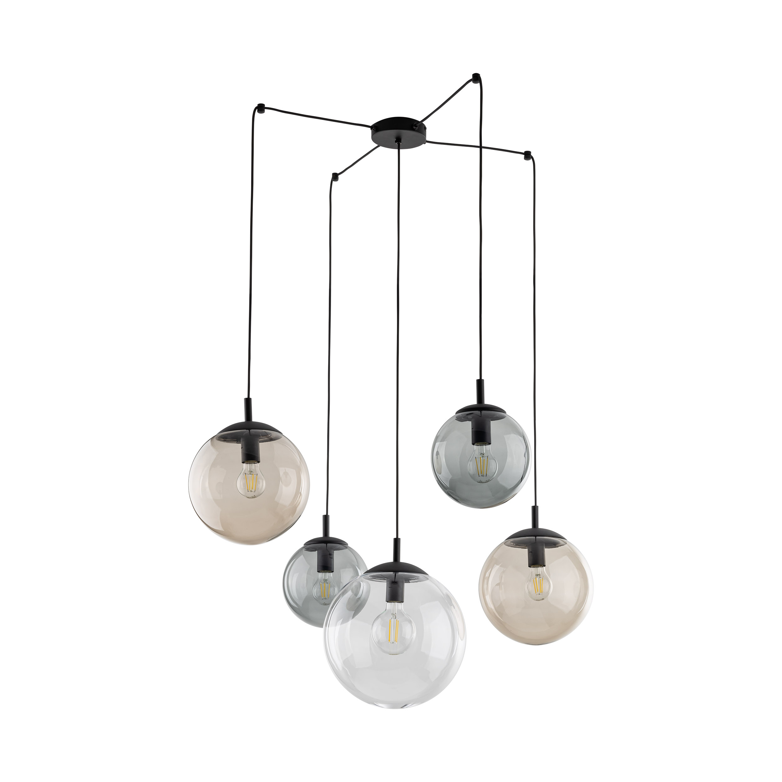 TK Lighting Čierny závesný luster Esme pre žiarovku 5x E27 TK4796
