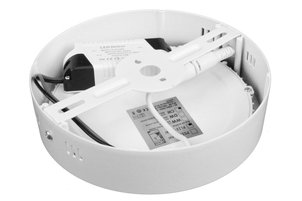 Ecolite Biely prisadený LED panel guľatý 175mm 12W Farba svetla: Teplá biela LED-CSL-12W/2700