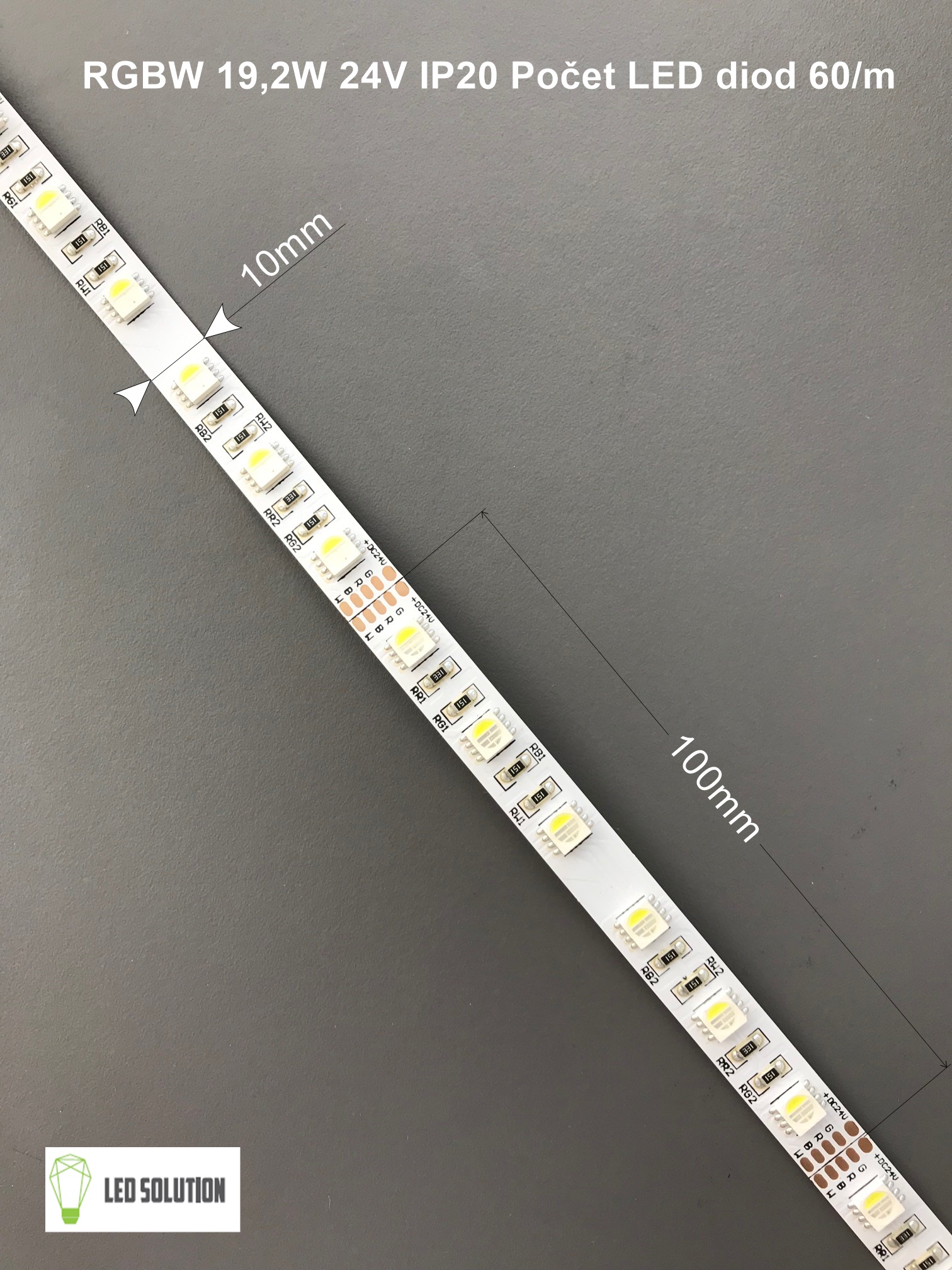 LED Solution RGBW LED pásik 19,2W 24V bez krytia Farba svetla: RGB + teplá biela 085134