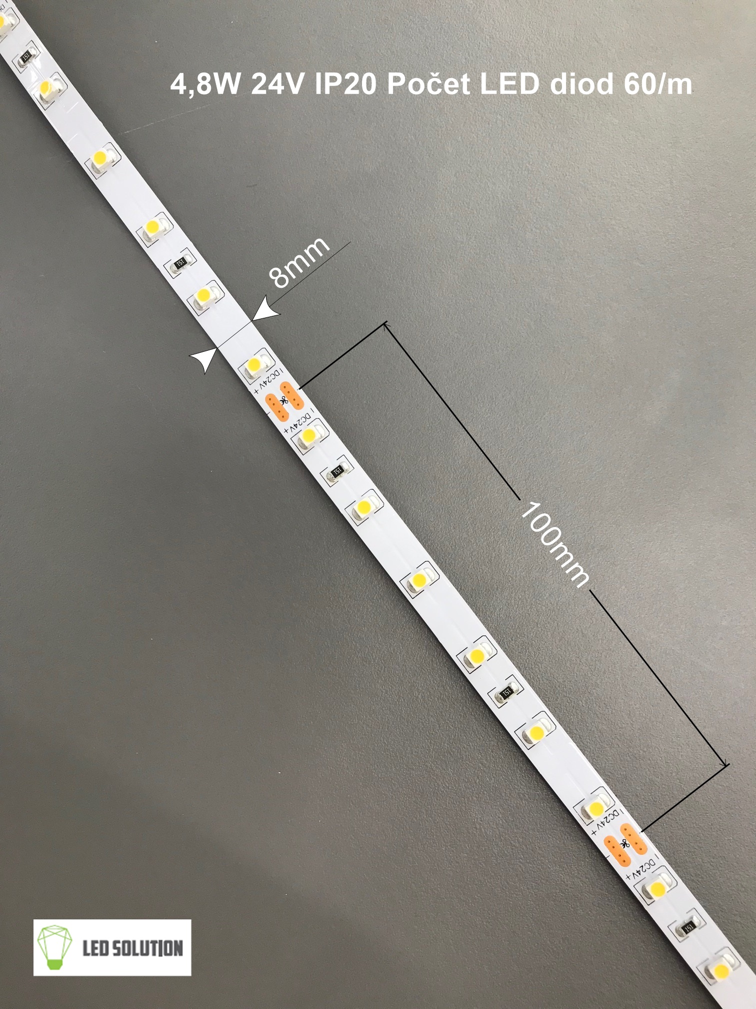 LED Solution LED pásik 4,8W/m 24V bez krytia IP20 Farba svetla: Denná biela 079242